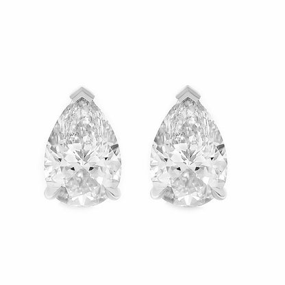 Pear Cut 3 Ct Lab Grown Diamond Ladies Stud Earring White Gold Fine Jewelry