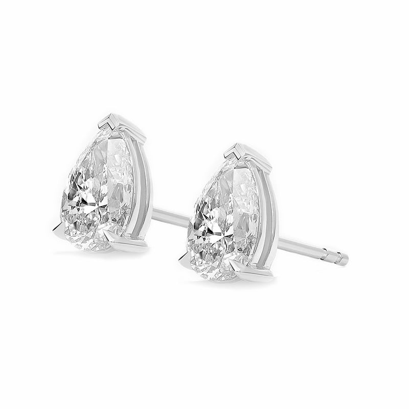 Pear Cut 3 Ct Lab Grown Diamond Ladies Stud Earring White Gold Fine Jewelry
