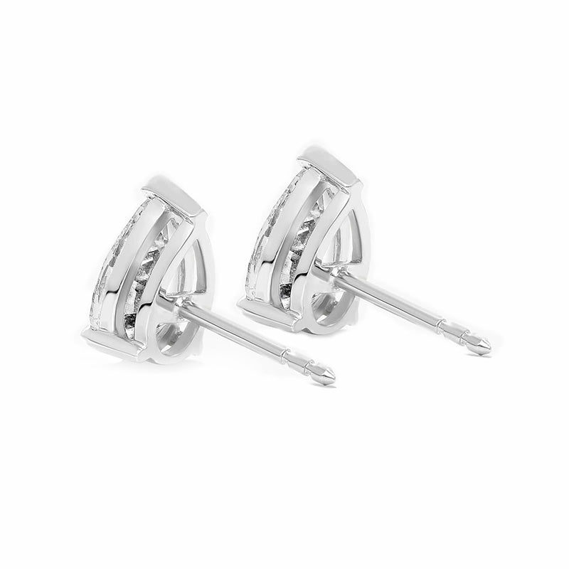 Pear Cut 3 Ct Lab Grown Diamond Ladies Stud Earring White Gold Fine Jewelry