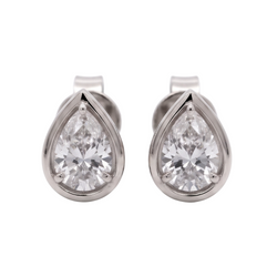 Pear Cut Lab Grown Diamonds 1.50 Carat Stud Earring 14K White Gold