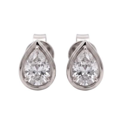 Pear Cut Lab Grown Diamonds 1.50 Carat Stud Earring 14K White Gold