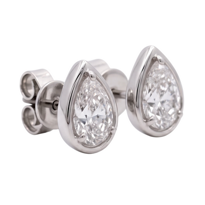 Pear Cut Lab Grown Diamonds 1.50 Carat Stud Earring 14K White Gold
