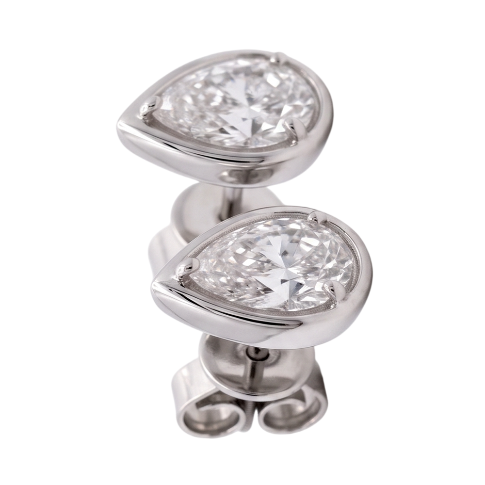 Pear Cut Lab Grown Diamonds 1.50 Carat Stud Earring 14K White Gold