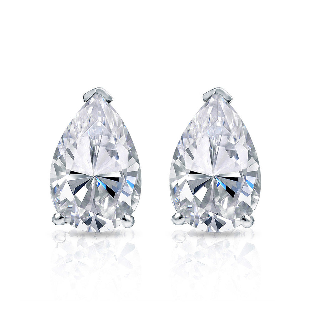 Pear Cut Solitaire 4 Ct GIA CERTIFIED Lab Grown Diamond Stud Earrings White Gold Lady Jewelry