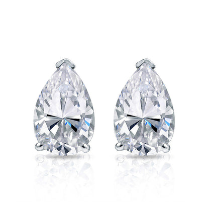 Pear Cut Solitaire 4 Ct GIA CERTIFIED Lab Grown Diamond Stud Earrings White Gold Lady Jewelry