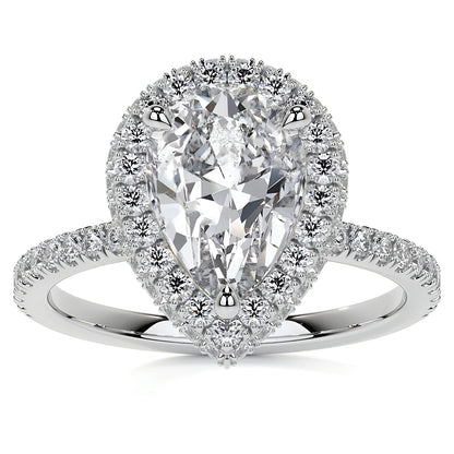 Pear & Round Old Cut Halo Diamond Anniversary Ring 3.50 Carats