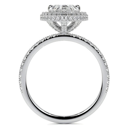 Pear & Round Old Cut Halo Diamond Anniversary Ring 3.50 Carats