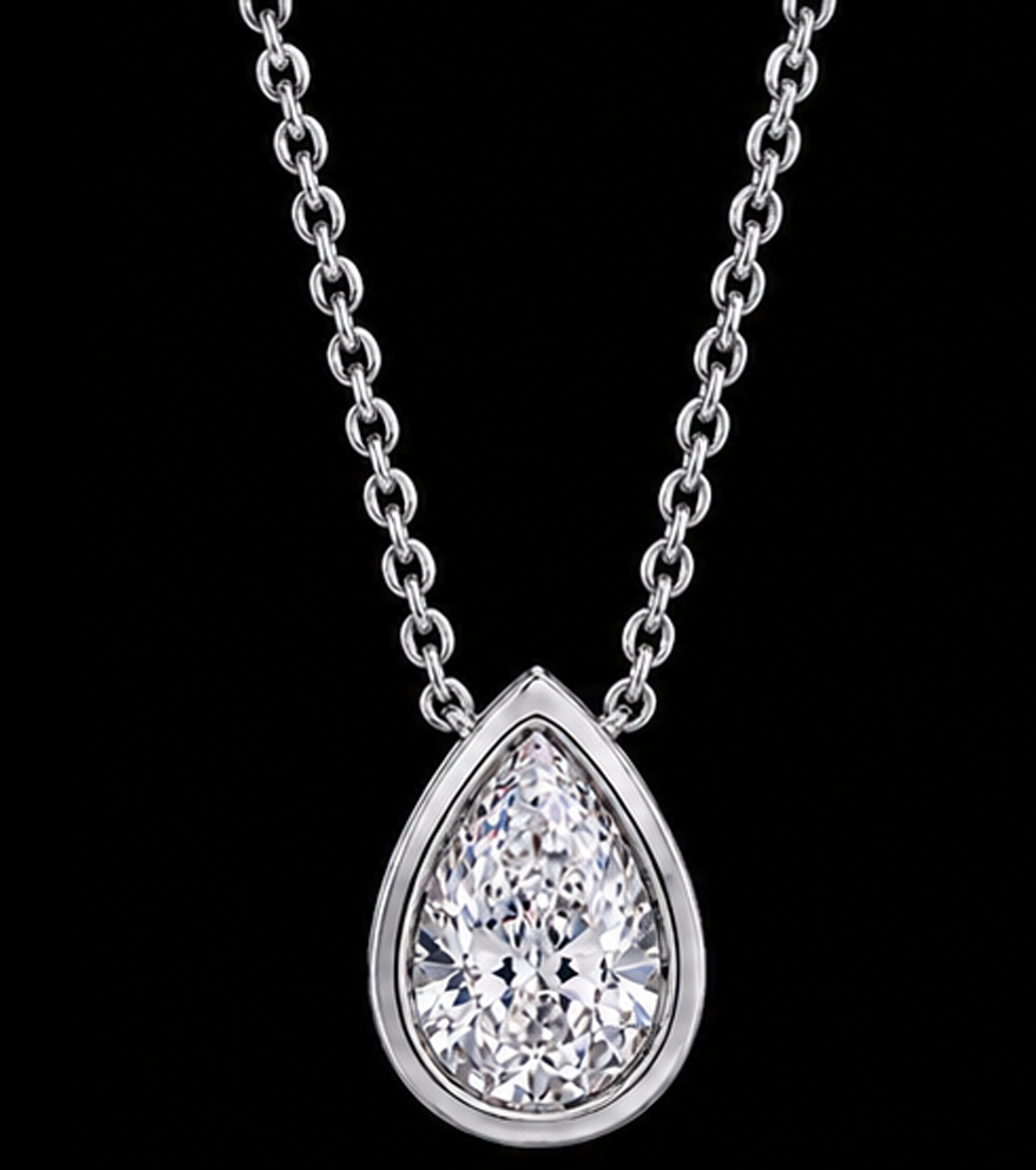 Pear Shape 1 Carat Lab Grown Diamond Pendant White Gold 14K