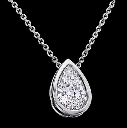 Pear Shape 1 Carat Lab Grown Diamond Pendant White Gold 14K