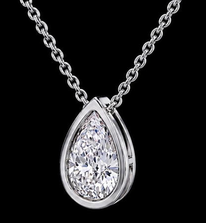 Pear Shape 1 Carat Lab Grown Diamond Pendant White Gold 14K