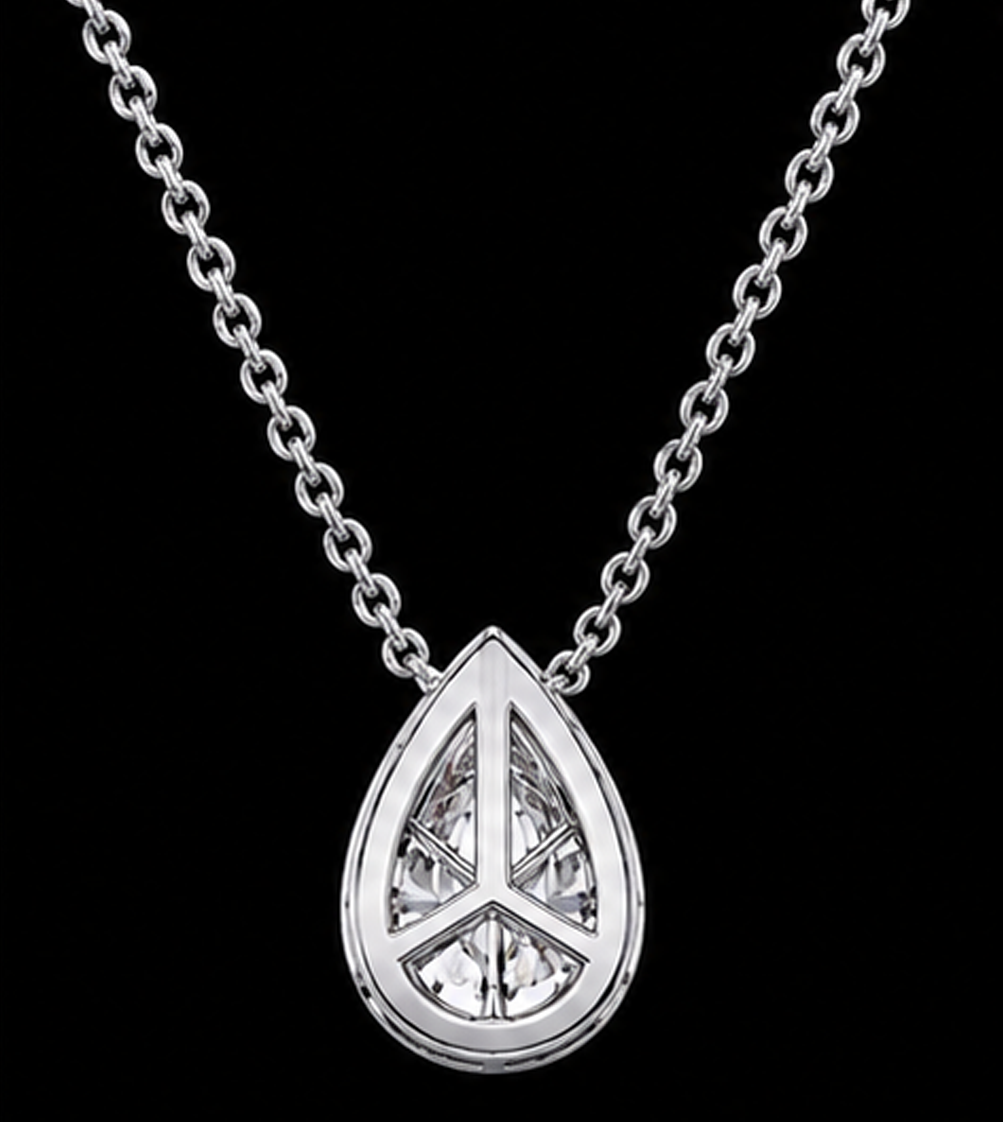 Pear Shape 1 Carat Lab Grown Diamond Pendant White Gold 14K