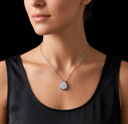 Pear Shape 1 Carat Lab Grown Diamond Pendant White Gold 14K