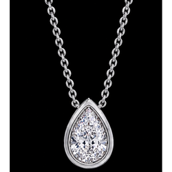 Pear Shape 1 Carat Natural Diamond Pendant White Gold 14K