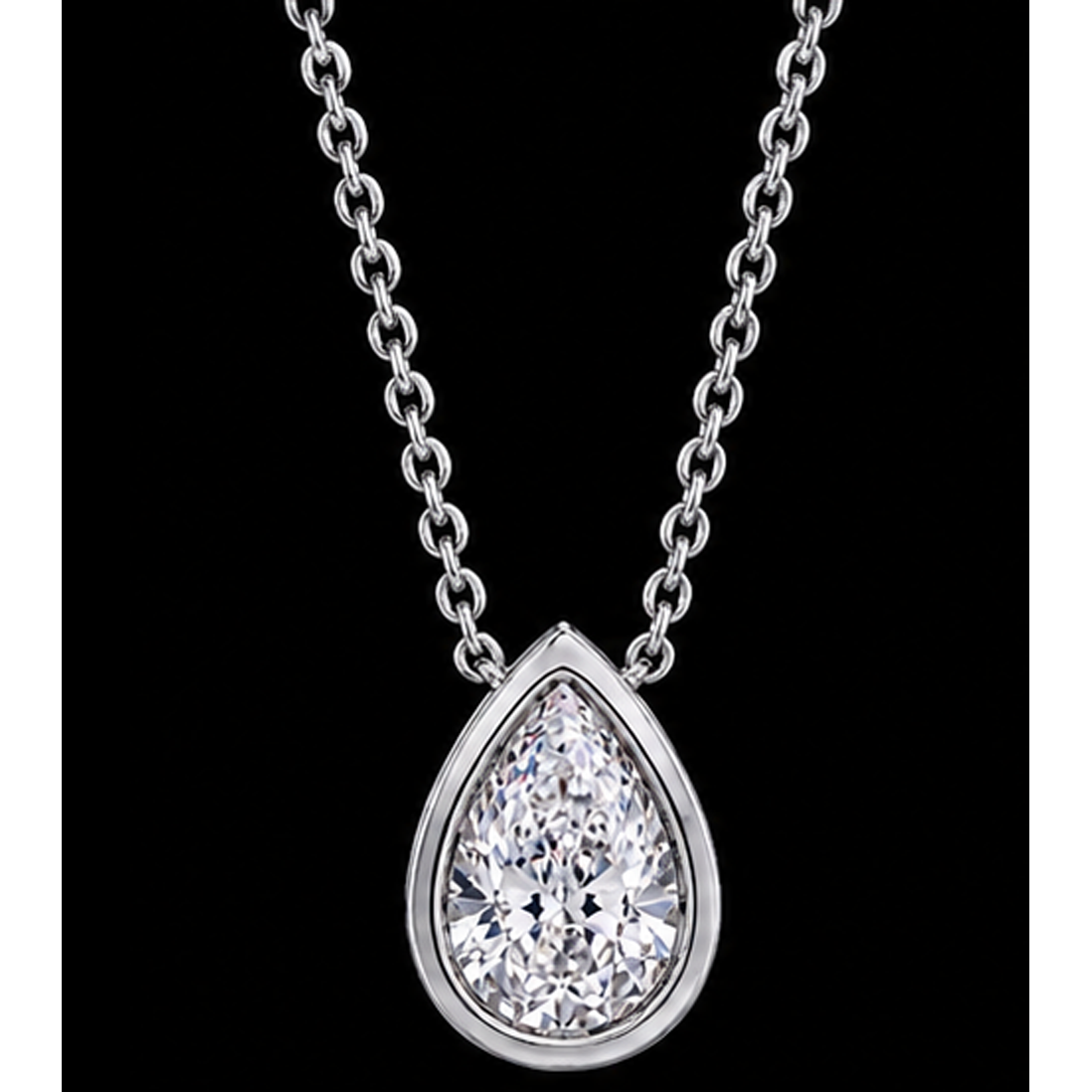 Pear Shape 1 Carat Natural Diamond Pendant White Gold 14K