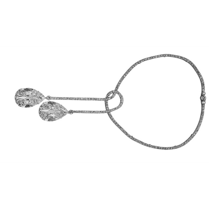 Pendant Necklace 10 Carats Pear & Round Cut Sparkling Natural Earth Mined Diamonds