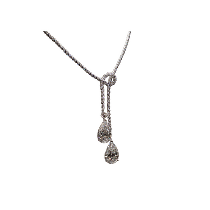 Pendant Necklace 10 Carats Pear & Round Cut Sparkling Natural Earth Mined Diamonds