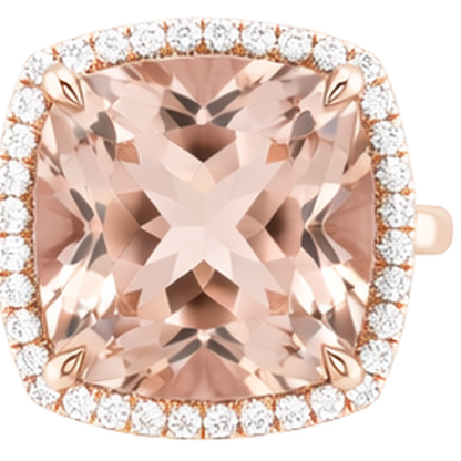 Pink Cushion Morganite Natural Earth Mined Diamond Wedding Ring 22.50 Carats Rose Gold 14K