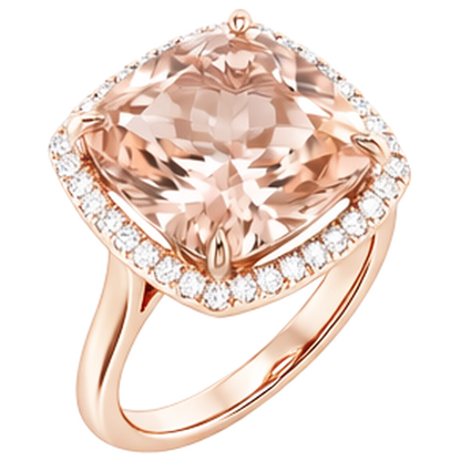 Pink Cushion Morganite Natural Earth Mined Diamond Wedding Ring 22.50 Carats Rose Gold 14K