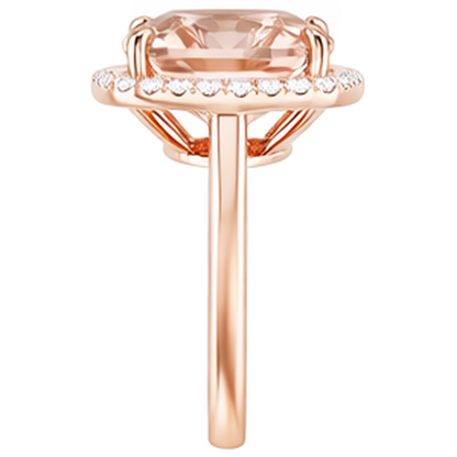 Pink Cushion Morganite Natural Earth Mined Diamond Wedding Ring 22.50 Carats Rose Gold 14K