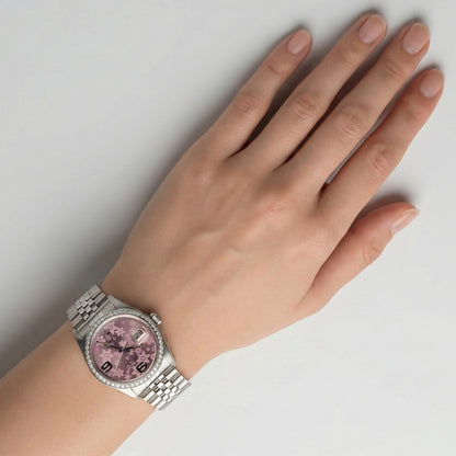 Pink Flower Dial Rolex Watch Ss Jubilee Diamond Rolex Date Just QUICK SET