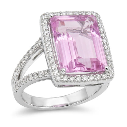 Pink Kunzite Gemstone Halo Ring