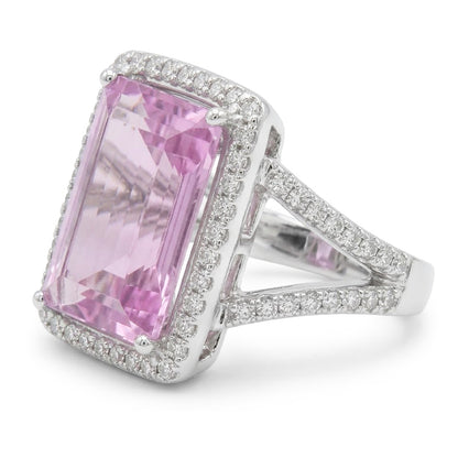 Pink Kunzite Gemstone Halo Ring