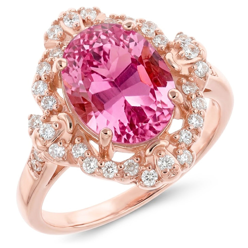 Pink Kunzite Halo Ring