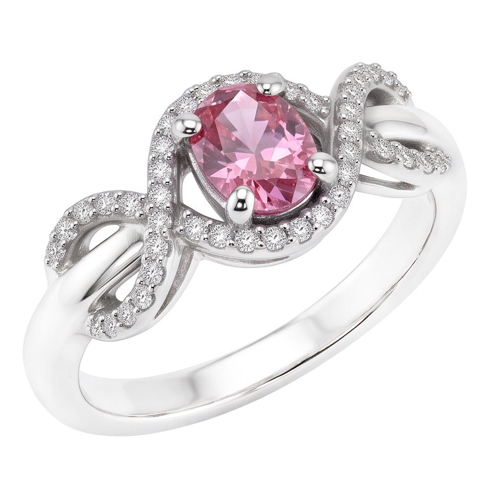 Pink Oval Cut Sapphire Natural Earth Mined Diamond Ring White Gold 14K 2 Ct.