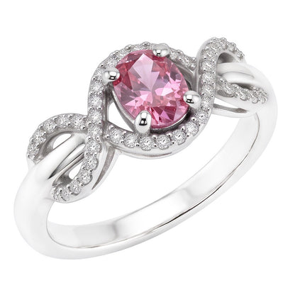Pink Oval Cut Sapphire Natural Earth Mined Diamond Ring White Gold 14K 2 Ct.