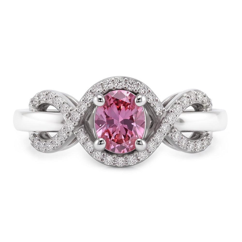 Pink Oval Cut Sapphire Natural Earth Mined Diamond Ring White Gold 14K 2 Ct.