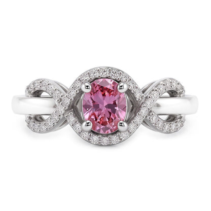 Pink Oval Cut Sapphire Natural Earth Mined Diamond Ring White Gold 14K 2 Ct.