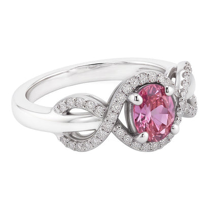 Pink Oval Cut Sapphire Natural Earth Mined Diamond Ring White Gold 14K 2 Ct.