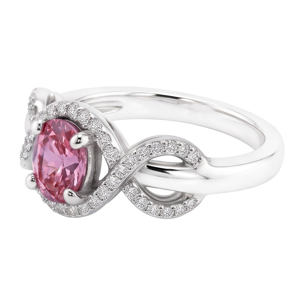 Pink Oval Cut Sapphire Natural Earth Mined Diamond Ring White Gold 14K 2 Ct.