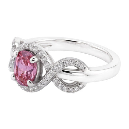 Pink Oval Cut Sapphire Natural Earth Mined Diamond Ring White Gold 14K 2 Ct.