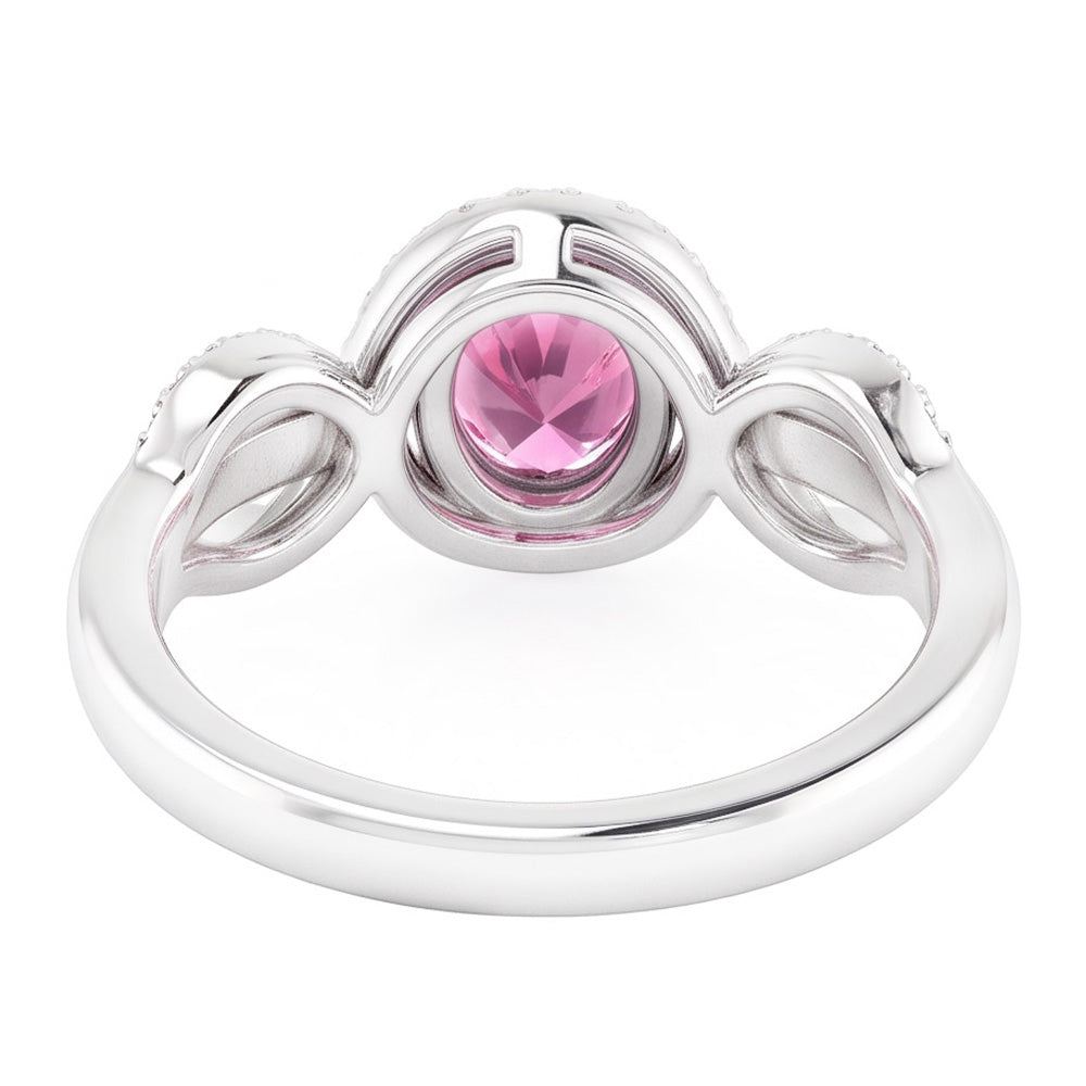 Pink Oval Cut Sapphire Natural Earth Mined Diamond Ring White Gold 14K 2 Ct.