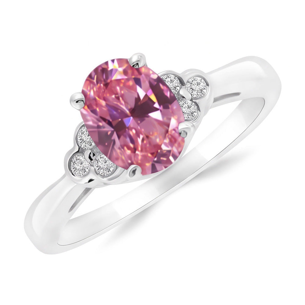 Pink Oval Sapphire Engagement Ring