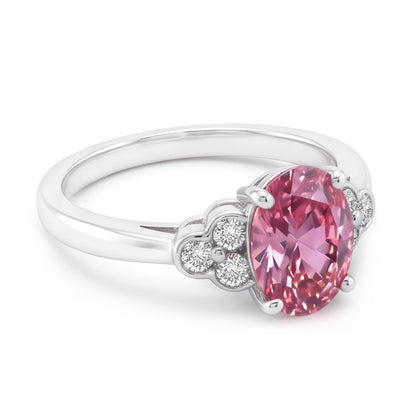 Pink Oval Sapphire Engagement Ring