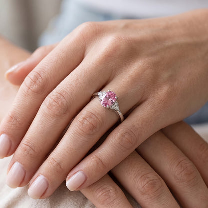 Pink Oval Sapphire Engagement Ring