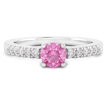 Pink Sapphire And Natural Earth Mined Diamond Ring 1.45 Carats Gemstone White Gold 14K