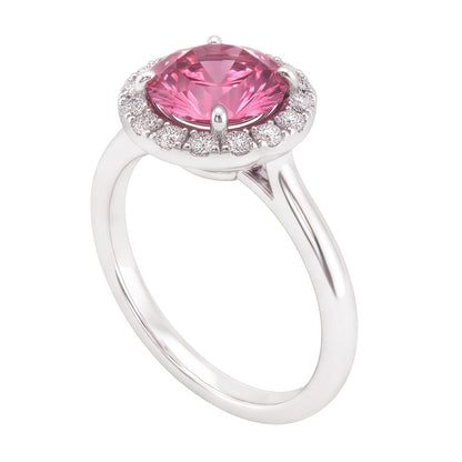 Pink Sapphire Halo Engagement Ring