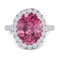 Pink Sapphire Halo Natural Real Diamond ( Not Lab Grown ) Ring