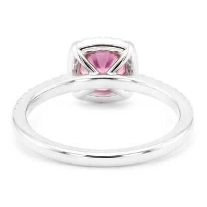 Pink Sapphire Round Center WG Solitaire With Accents Ring 1.15 Ct.