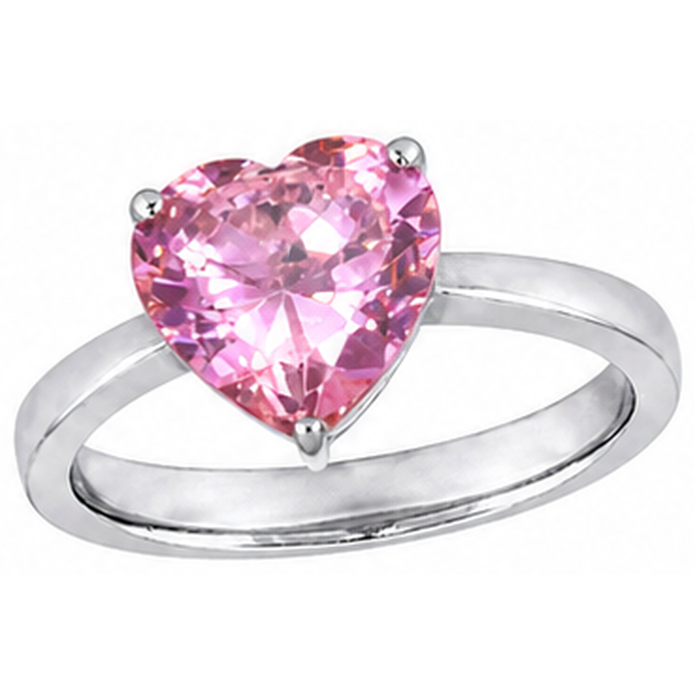 Pink Solitaire Heart Sapphire Engagement Ring