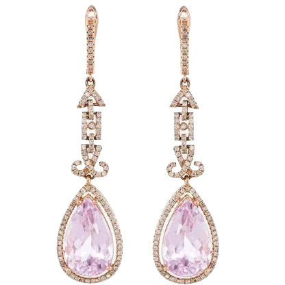 Pink Kunzite And Diamond Earrings