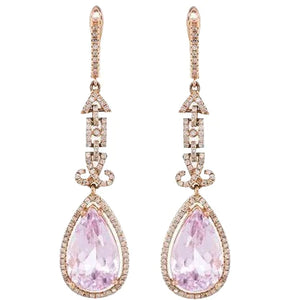 Pink Kunzite And Diamond Earrings