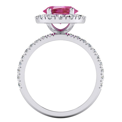 Pink Sapphire Halo Diamond Ring