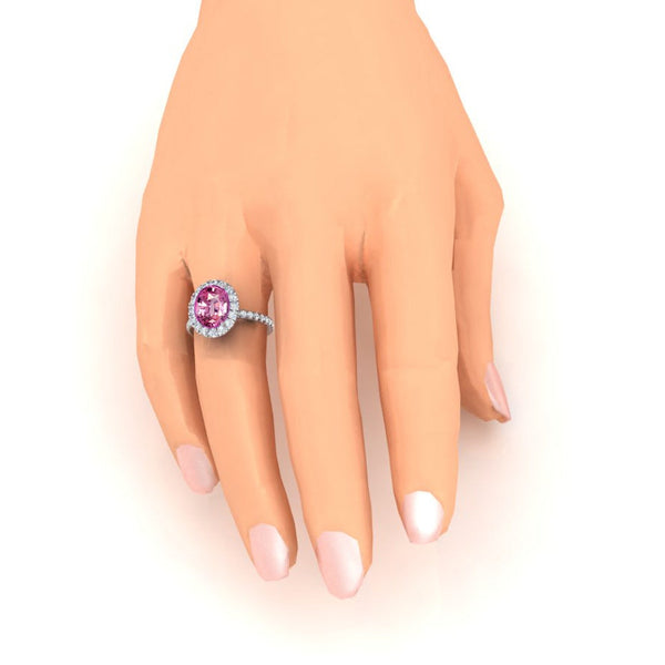 Pink Sapphire Halo Diamond Ring