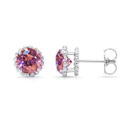 Pink Sapphire Jewelry Stud Earrings 