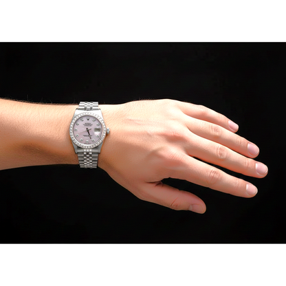 Pink Diamond Dial Rolex Datejust Watch Oyster Perpetual Bezel Diamond QUICK SET