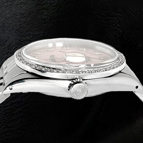 Pink Diamond Dial Rolex Datejust Watch Oyster Perpetual Bezel Diamond QUICK SET